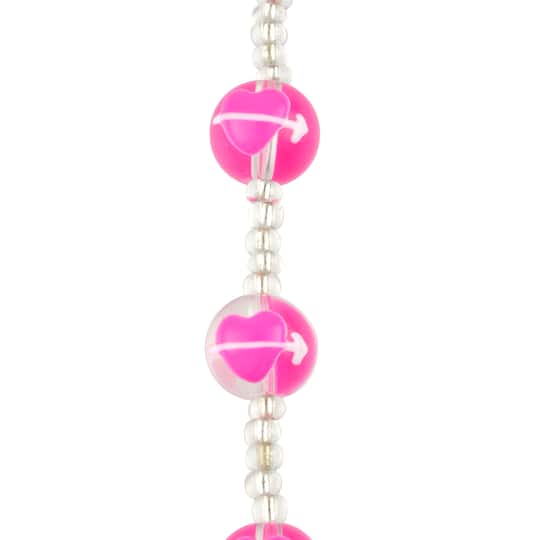 Pink Heart Painted Glass Beads, 11mm by Bead Landing&#x2122;